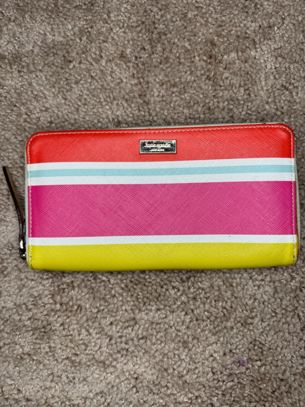 kate spade Colorblock Zip Wallet in Red, Pink & Yellow